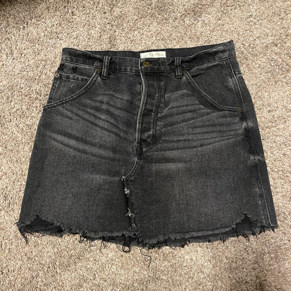 We the Free Black Denim Skirt